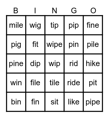 Long and Short i Bingo Card