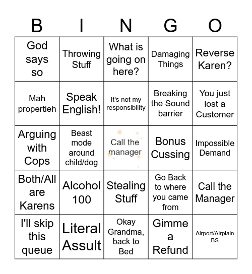Karen Bingo Card