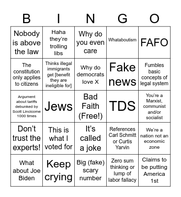 MAGA X Bingo Card
