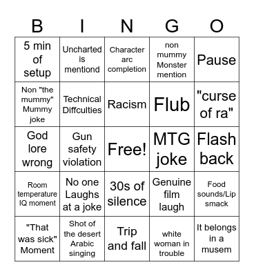 The mummy Bingo Card