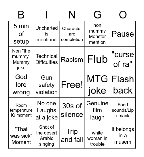 The mummy Bingo Card