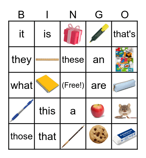 7th Grade Unit 2 Grammar 1 Bingo Card