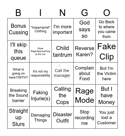 Karen Bingo Card