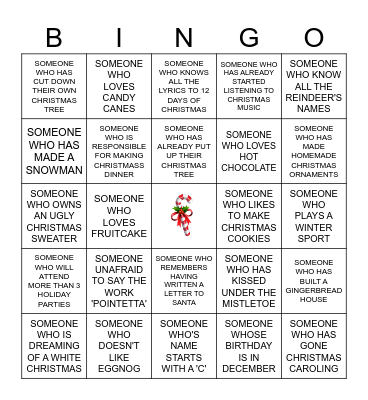 HOLIDAY BINGO - SCAVENGER HUNT Bingo Card