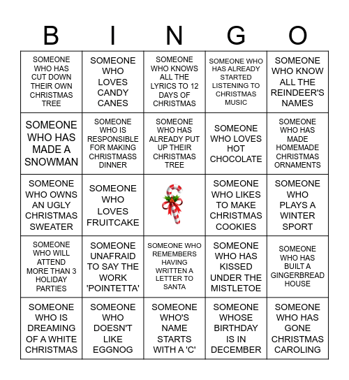 HOLIDAY BINGO - SCAVENGER HUNT Bingo Card