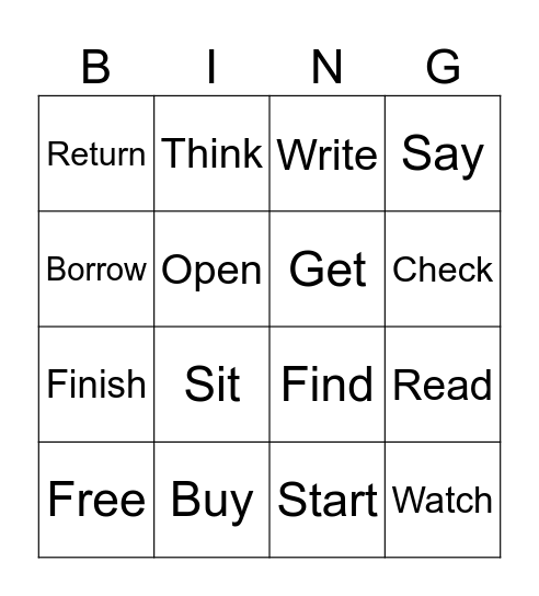 Past Simple with Just Bingo Card