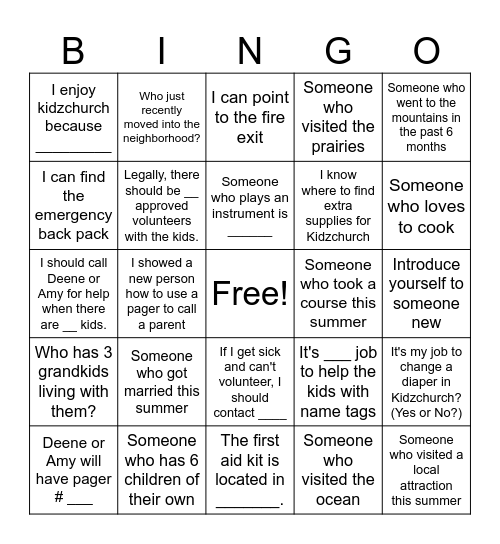 Connection Bingo Card