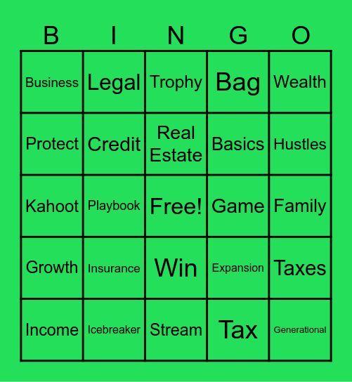 The Wealth Playbook Bingo Card