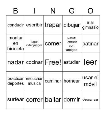 Las Actividades Bingo Card