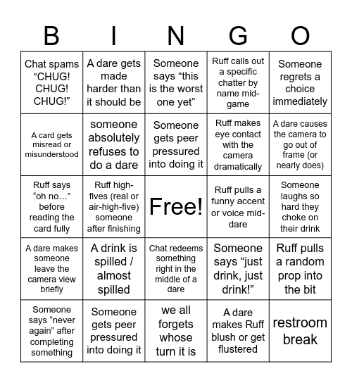 Drunk Bingo Card