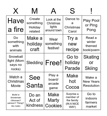 Forbeck Christmas Bingo Card