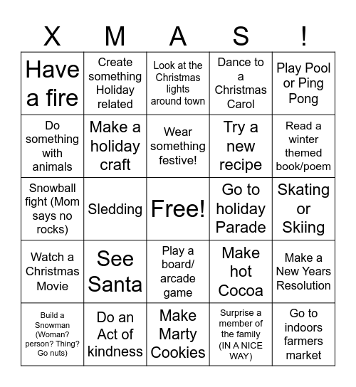 Forbeck Christmas Bingo Card