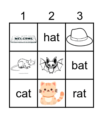 "at" Word Family Bingo Card