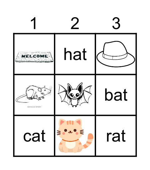 "at" Word Family Bingo Card