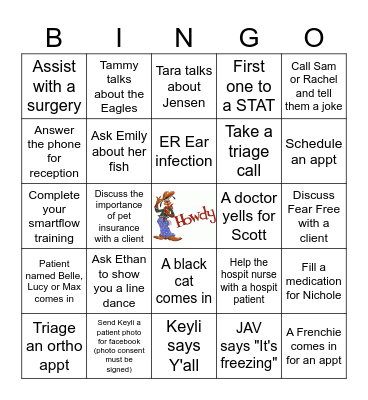 Vet Tech Bingo Card