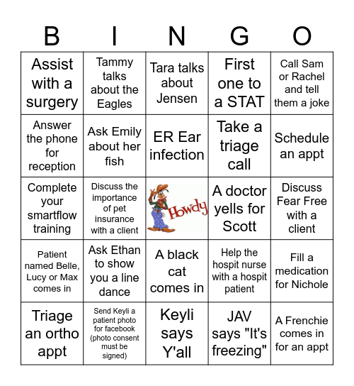 Vet Tech Bingo Card