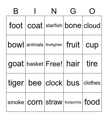 Set 1 Bingo Card