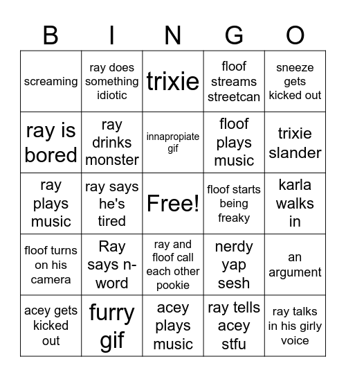 Nutter Butter Bingo Card