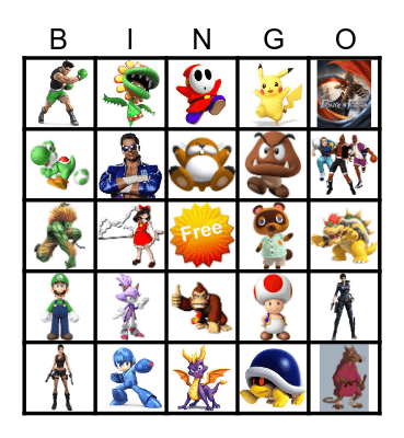 Video Game Characters.. Remember to contact the BINGO BASE as soon as you BINGO either Vertically, Horizontally, or Diagonally. GOOD LUCK!!!!! Bingo Card
