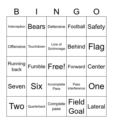 Football Bingo Card