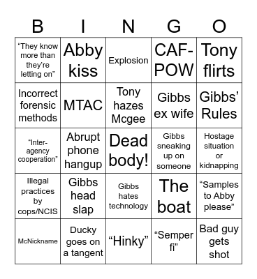 NCIS BINGO Card