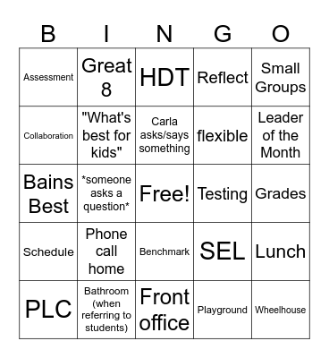October Faculty Meeting Bingo Card