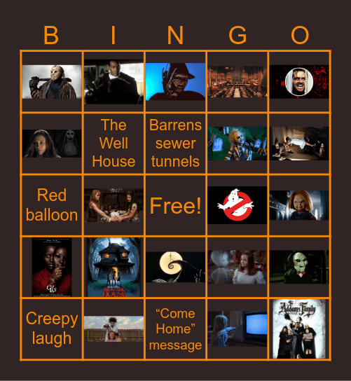 Halloween Movie Bingo Card