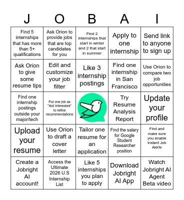 Jobright.ai Bingo! Bingo Card