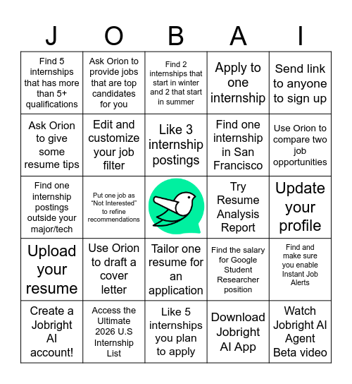 Jobright.ai Bingo! Bingo Card
