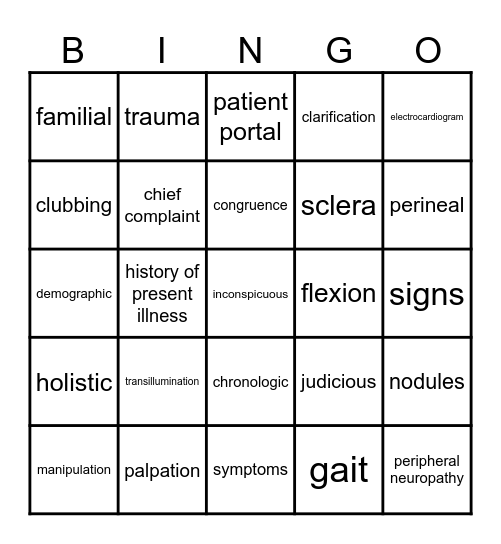 Chapter 21 Vocab Bingo Card