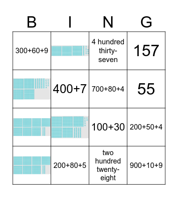 Place Value Bingo Card
