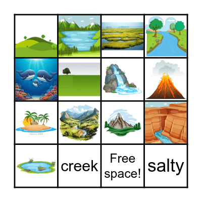 Landforms and Bodies of Water Bingo Card