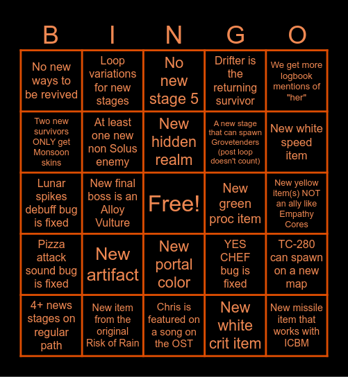 Alloyed Collective Bingo Card