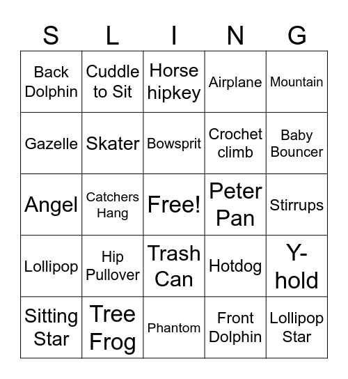 Slings 4-5pm Bingo Card