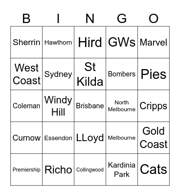 Johno Bingo Card