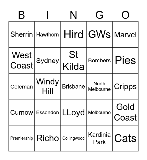 Johno Bingo Card