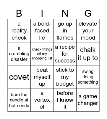 FINANCIAL LITERACY Bingo Card