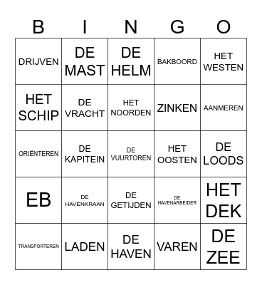 De haven Bingo Card