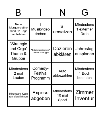 September 2025 Bingo Card