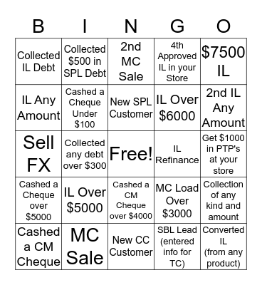 Money Mart - BINGO Card