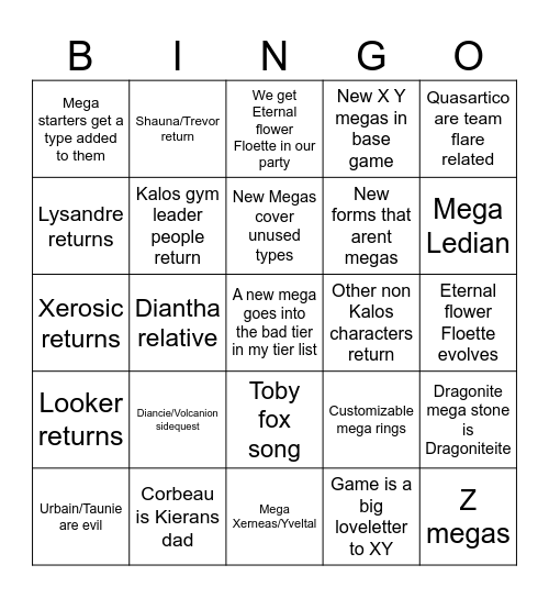 Legends ZA Bingo Card