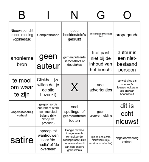 Fake news bingo! Bingo Card