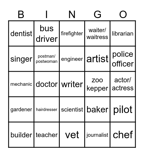 Jobs Bingo Card