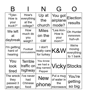 Thanksgiving Bingo Card