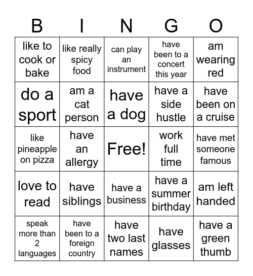 I... Bingo Card