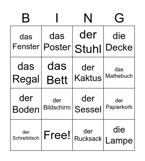 Mein Zuhause Bingo Card