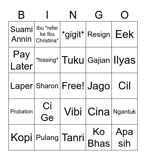 Annin Bingo Card