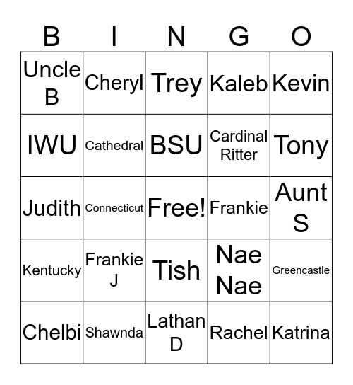 Hill - Trigg Bingo Card