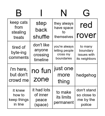Boundaries Bingo Card
