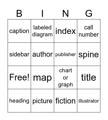 text features Bingo Card